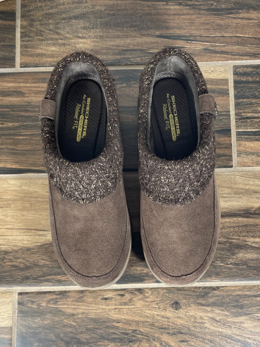 Skechers Easy Going Full Bloom Shoes Womens 10 Chocolate Suede Relaxed Fit Clogs - Picture 11 of 12